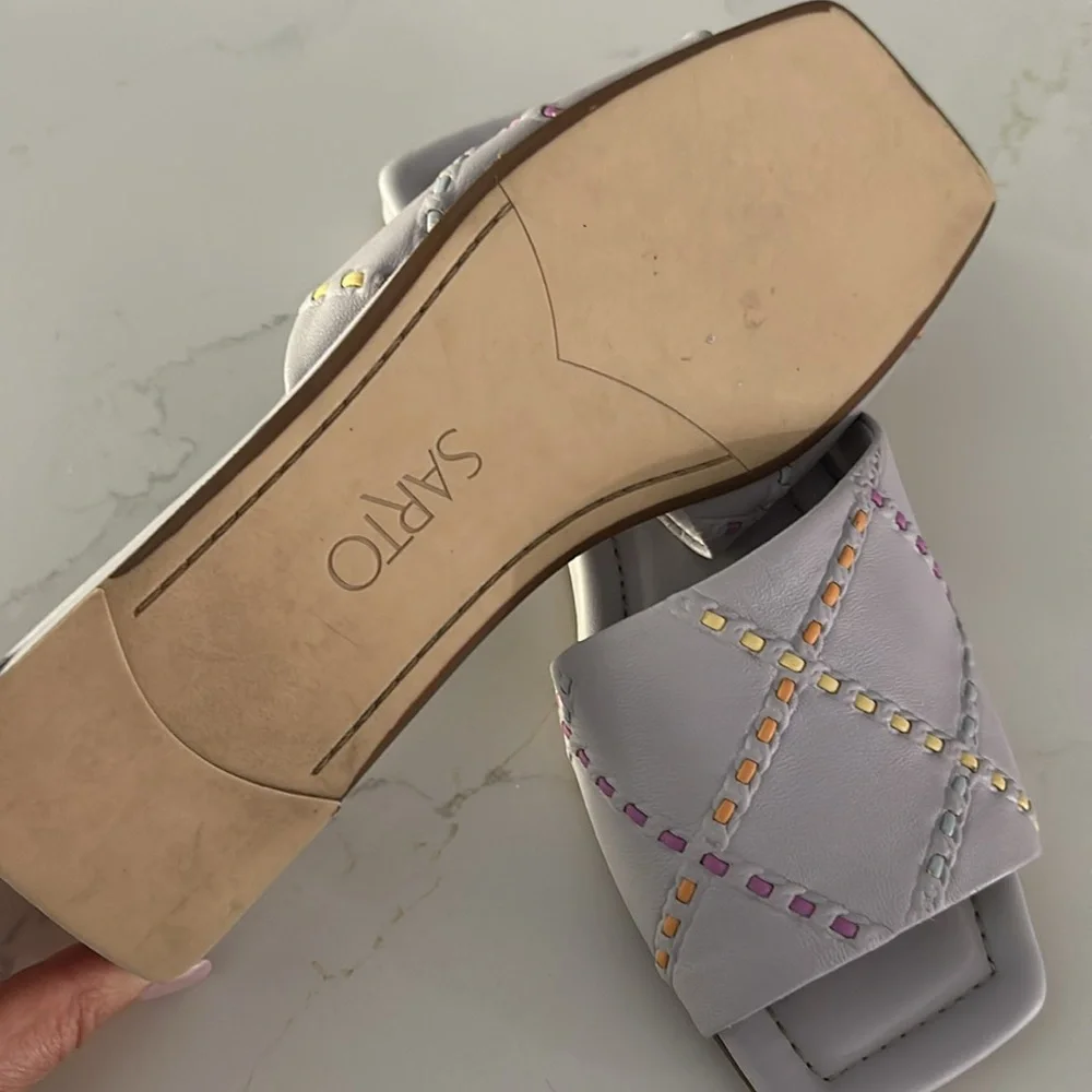 Franco Sarto Square Toe Slip-on Purple Sandals. Size 9M